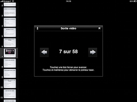 Projection Keynote sur iPad